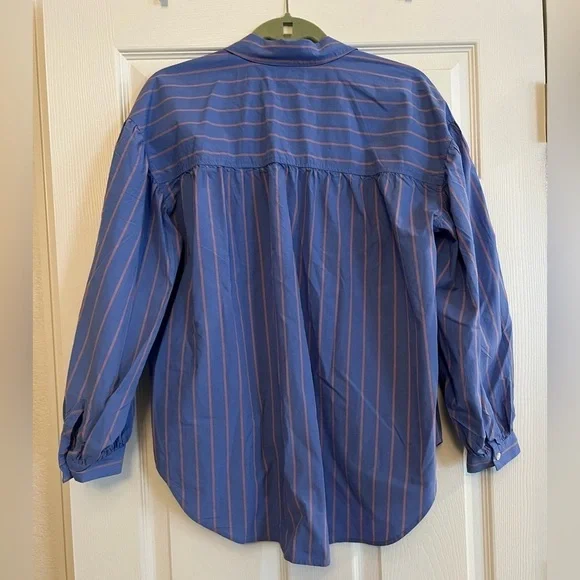 Rails | Blue Button Down Puff Sleeve Janae in Lima Stripe Sz M - Picture 7 of 12